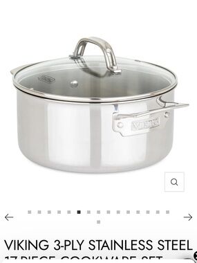 Viking 3-PLY Stainless Steel Soup Pot w/ Glass Lid 4 Quarts New
